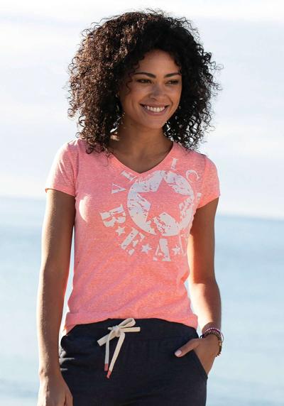 Пляжная рубашка с логотипом из крапчатой ткани, винтажный вид, спортивно-повседневный вариант.
