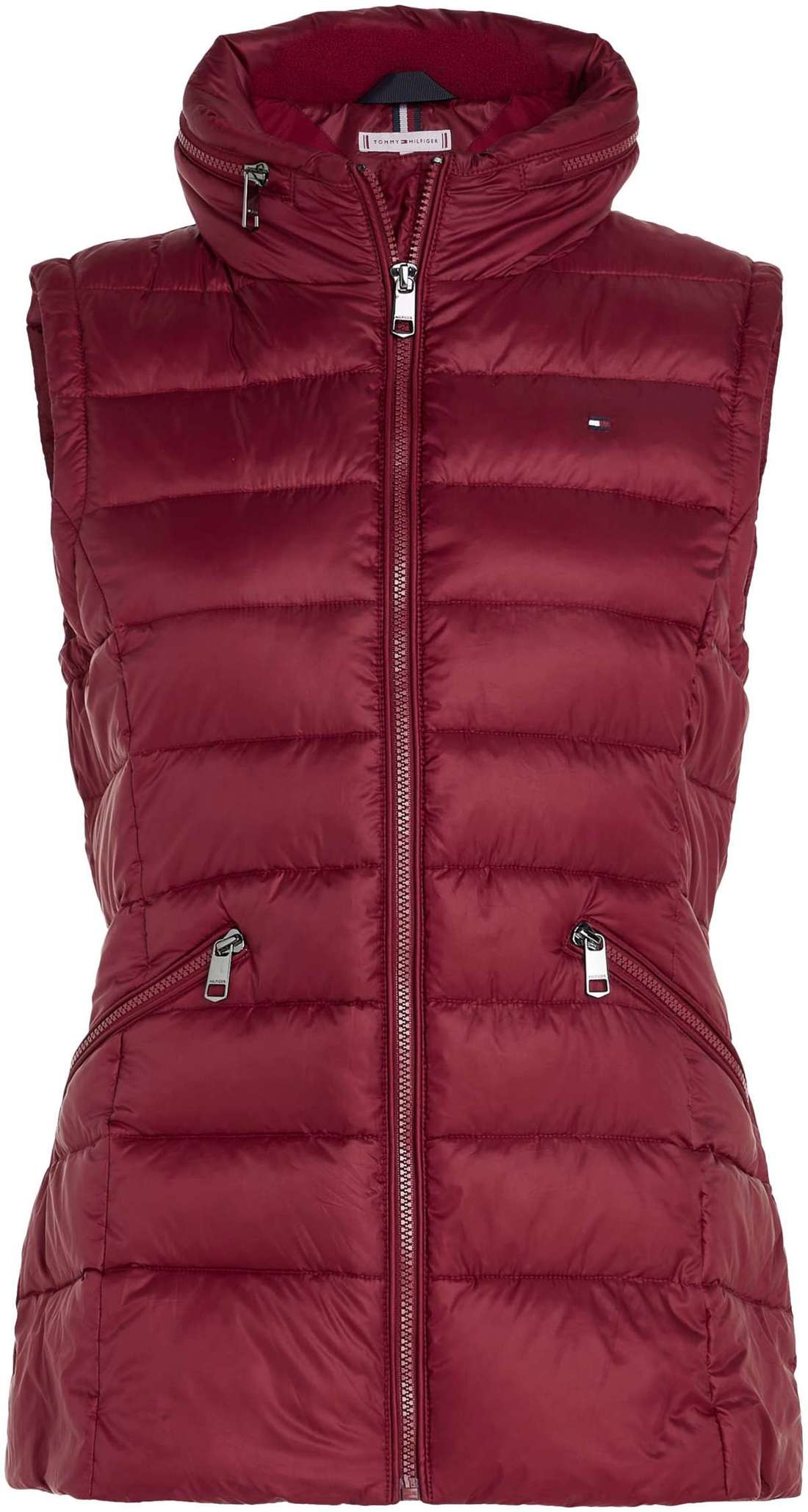 Стеганый жилет со скрытым капюшоном в воротнике-стойке. MW PADDED GLOBAL STRIPE VEST