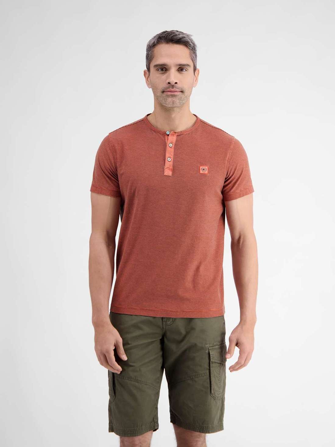 рубашка Хенли LERROS Gestreiftes Serafino-Shirt für Herren