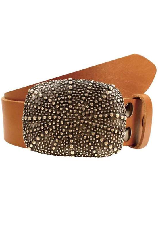 Кожаный ремень со сменной застежкой. Strahl Noppen Silber