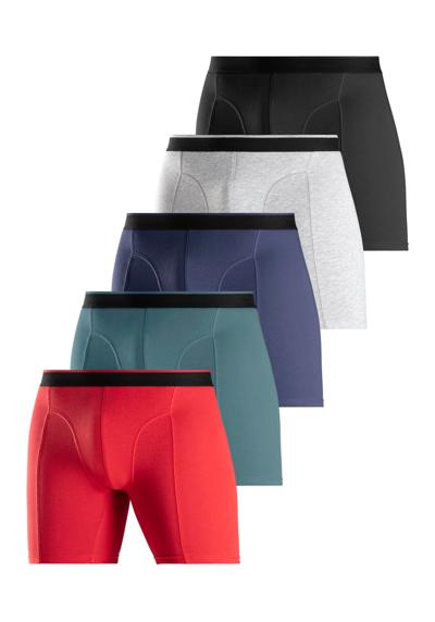 Длинные боксеры (5 шт. в упаковке), с двухцветным тканым поясом и более длинными штанинами.
