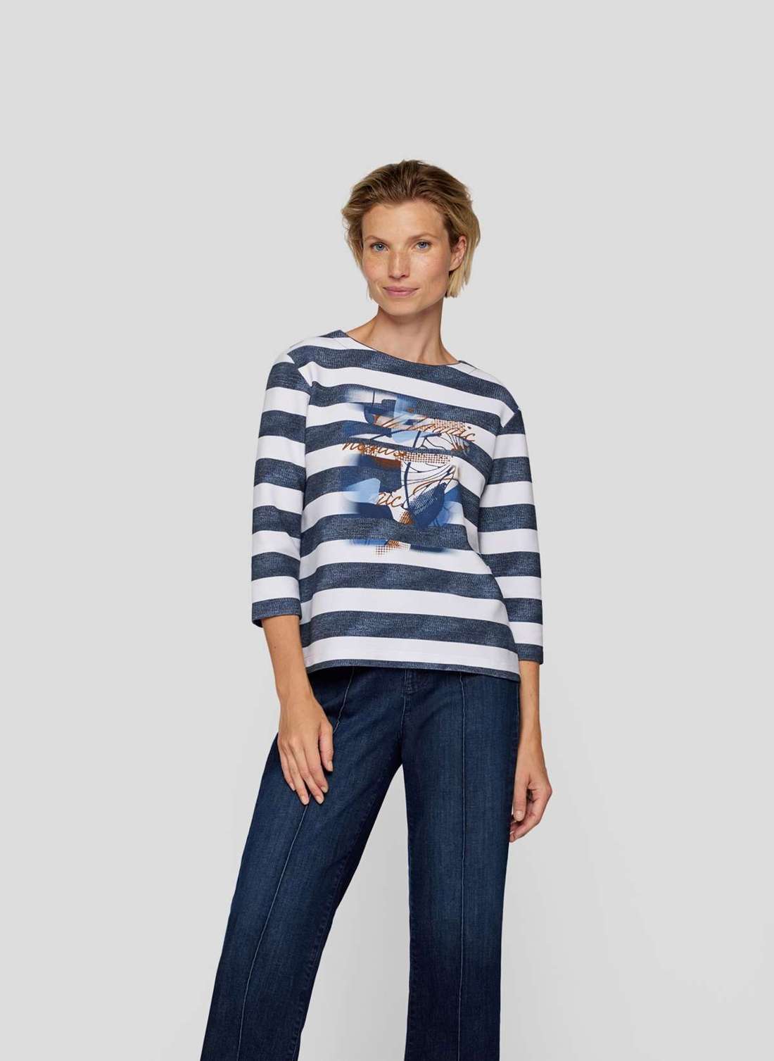 Толстовка Maritimes Streifen-Shirt mit grafischem Print