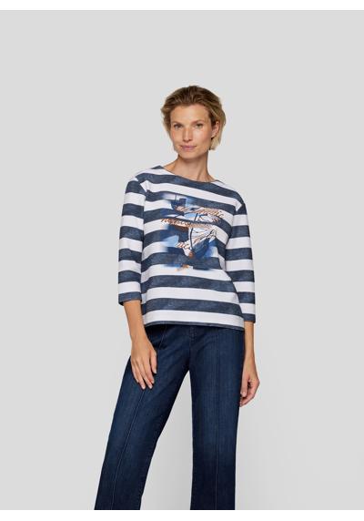 Толстовка Maritimes Streifen-Shirt mit grafischem Print