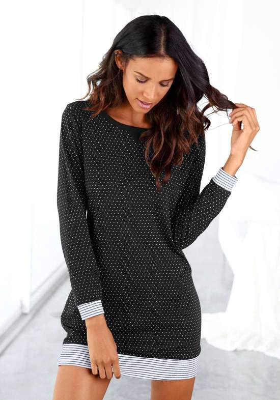 Ночная рубашка в горошек и полоску