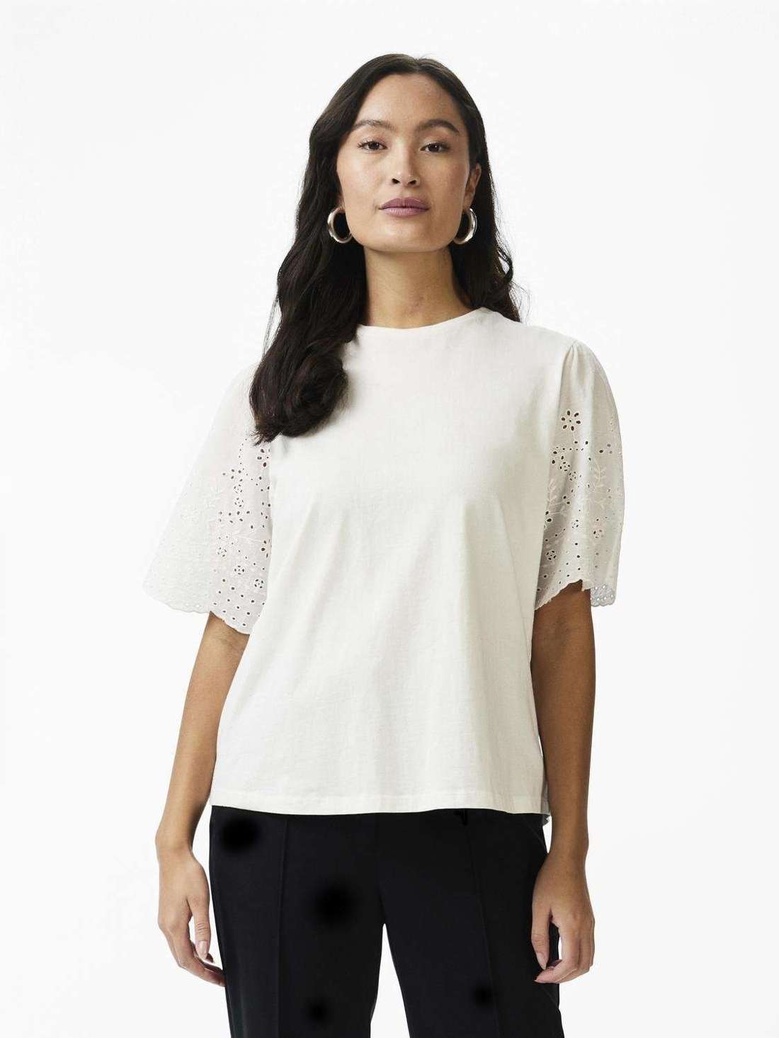 Рубашка с коротким рукавом Shirt, Oberteil YASLEX SS TOP W. EMB SLEEVES S. NOOS