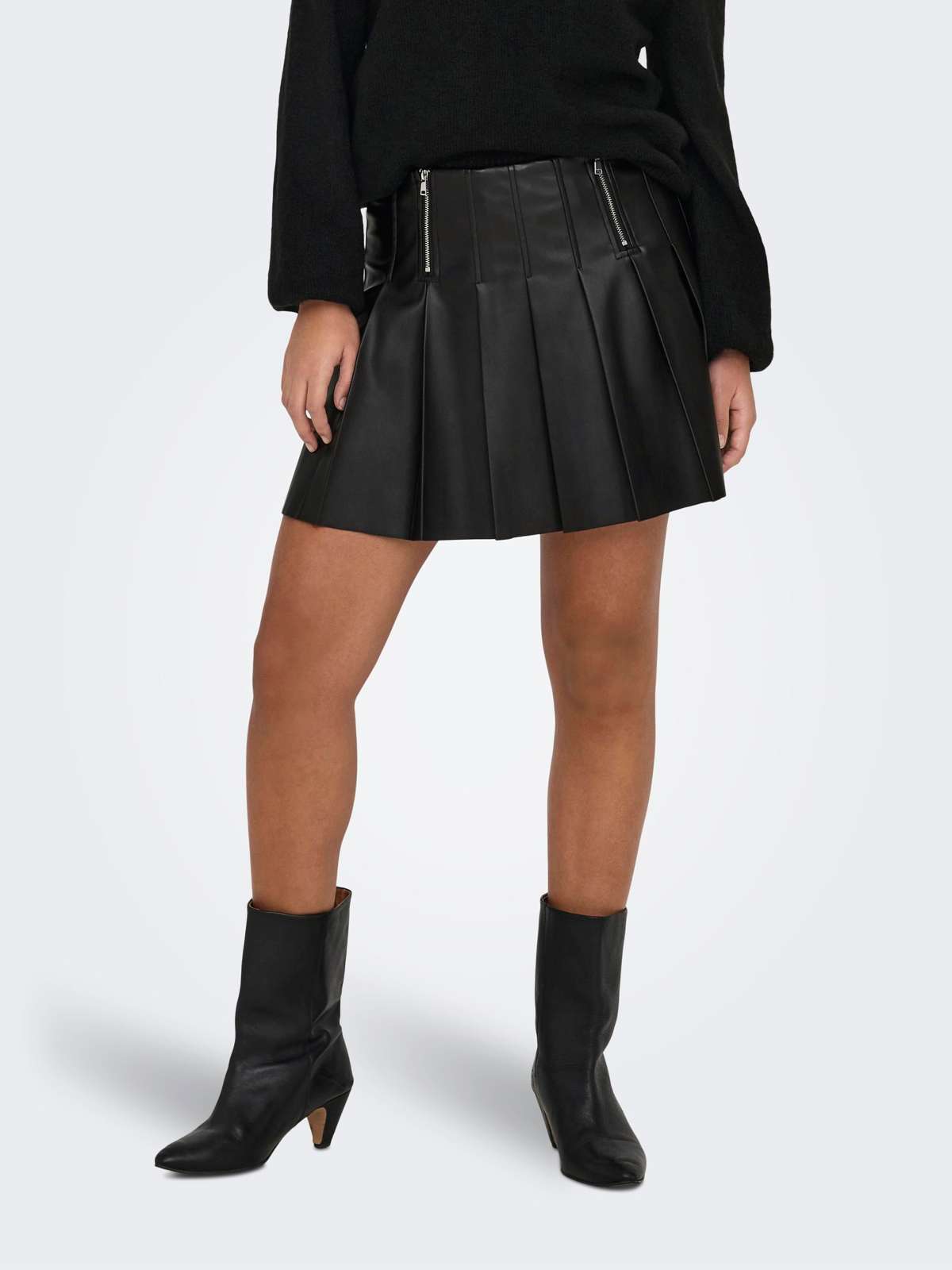 Юбка из искусственной кожи ONLIZARA HW ZIP PLEAT FAUX LEA SKIRT PNT