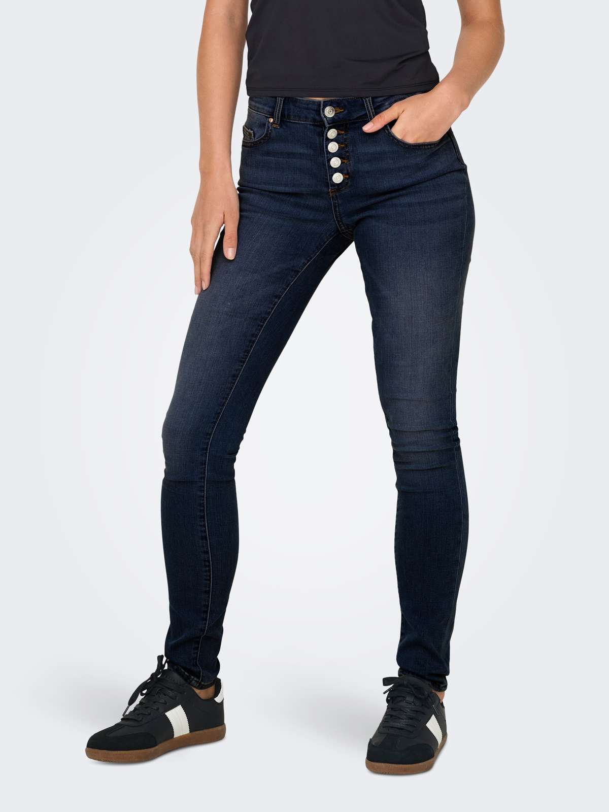 Джинсы скинни ONLHUSH MID SK VIS BUTTON DNM BOX X
