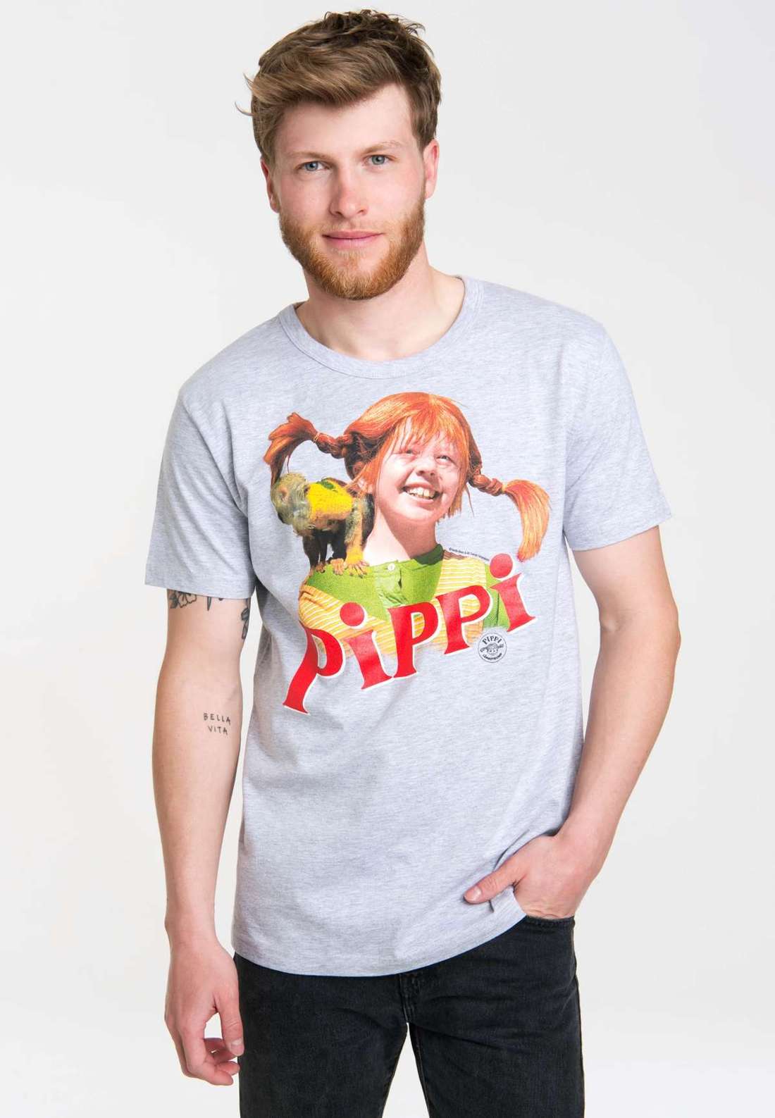 Футболка с крутым принтом спереди Pippi Langstrumpf - Äffchen Herr Nilsson