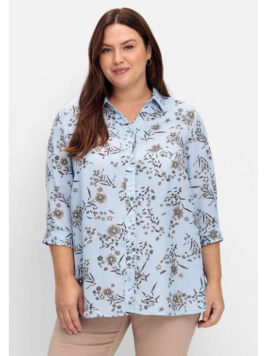 Принтованная блузка легкого А-силуэта с цветочным принтом Große Größen