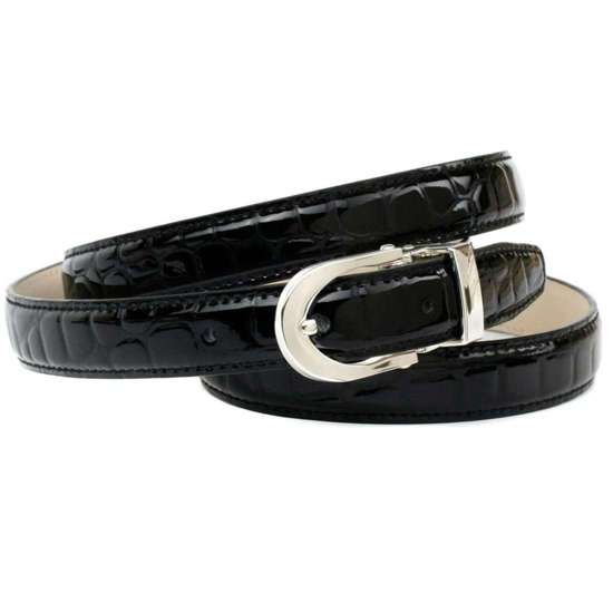 Кожаный ремень с узором под крокодила.