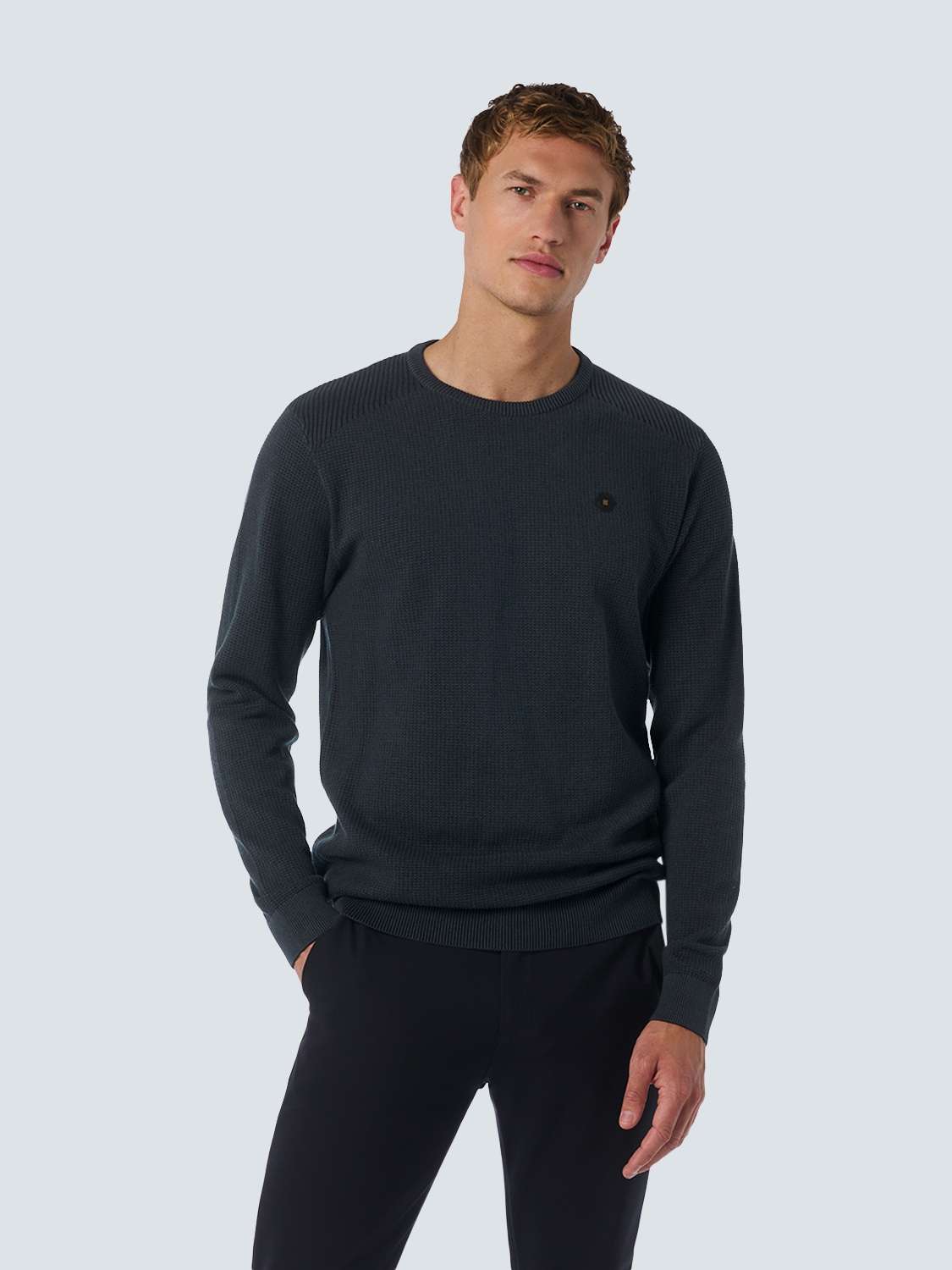 Свитер с круглым вырезом No Excess Rundhalspullover mit Raffinierter Zwei-Farben-Jacquard