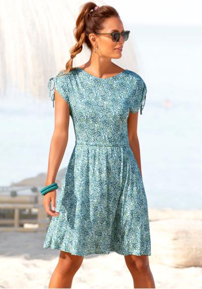 Платье из джерси, с цветочным принтом, свободное летнее платье, пляжное платье.