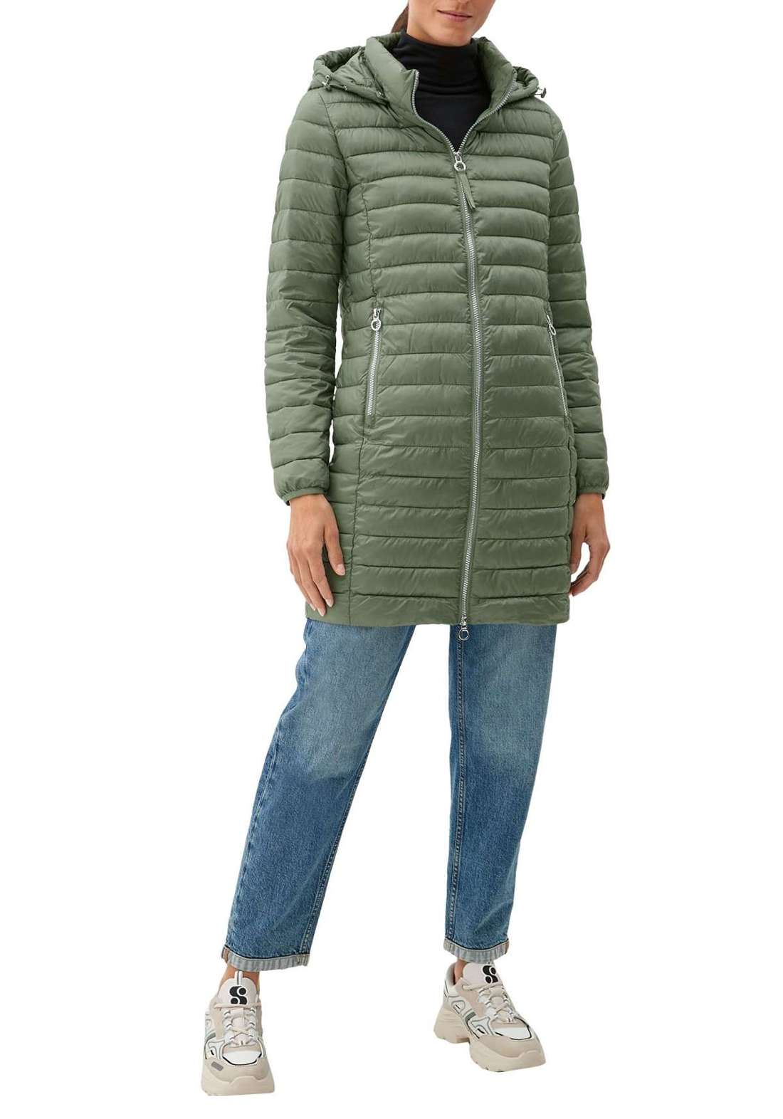 Стеганое пальто с мешочком