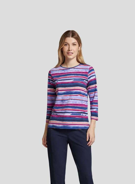 Рубашка с принтом Stilvolles Langarm-Shirt in Aquarell-Streifen-Optik