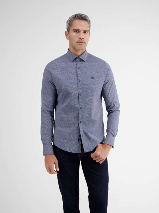 Рубашка с длинным рукавом LERROS Poplinhemd mit Haifischkragen, Punkt-Print