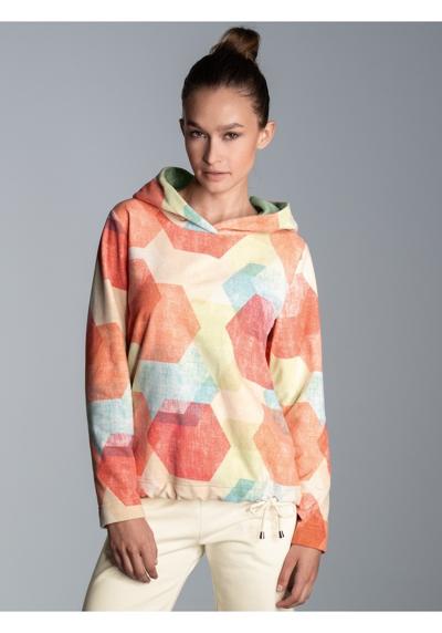 Толстовка с капюшоном TRIGEMA Fleece-Hoodie mit buntem Allover-Print