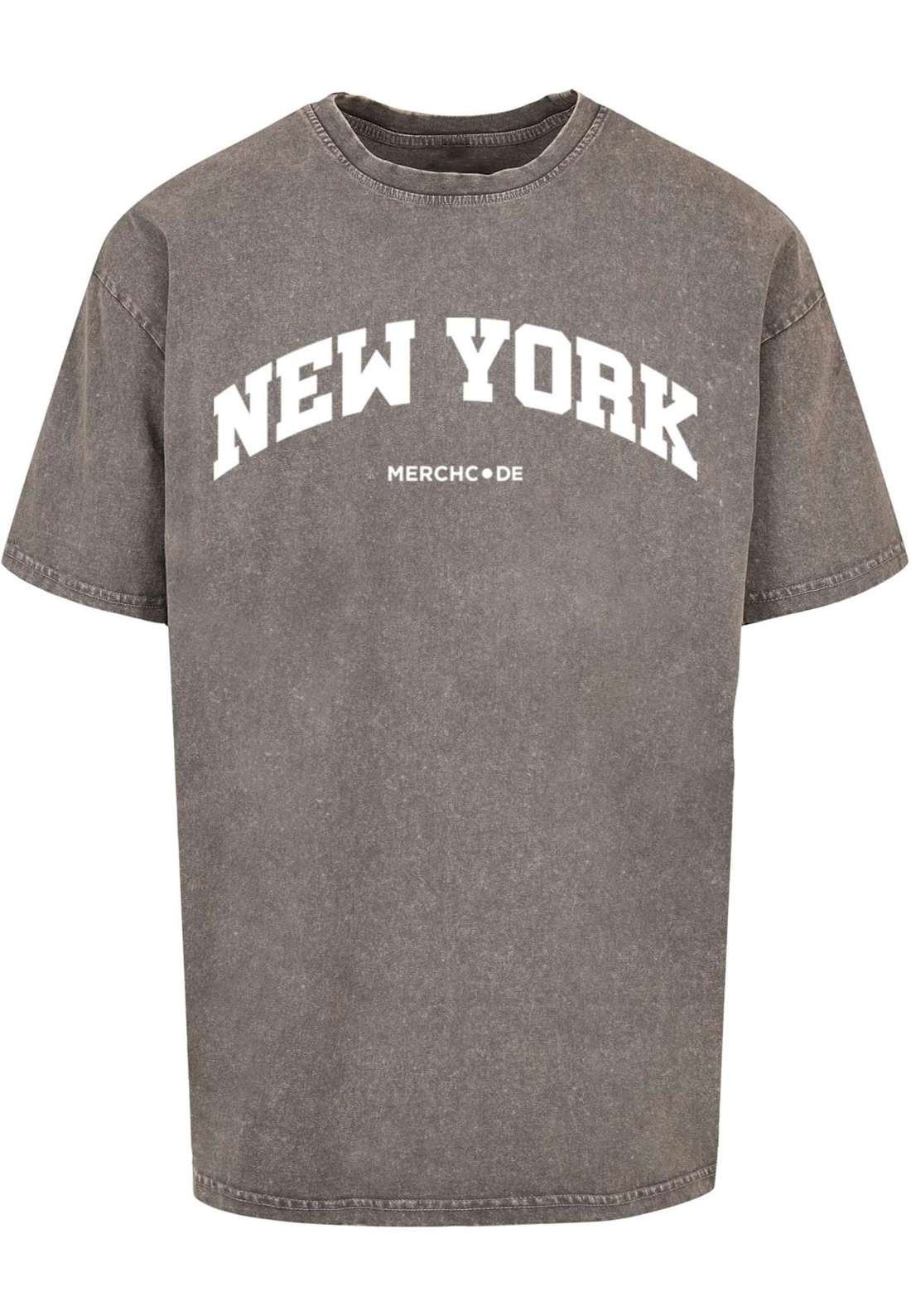футболка Herren New York Wording - Acid Washed Oversize Tee