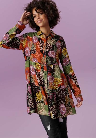 Блузка-рубашка с крупным цветочным принтом