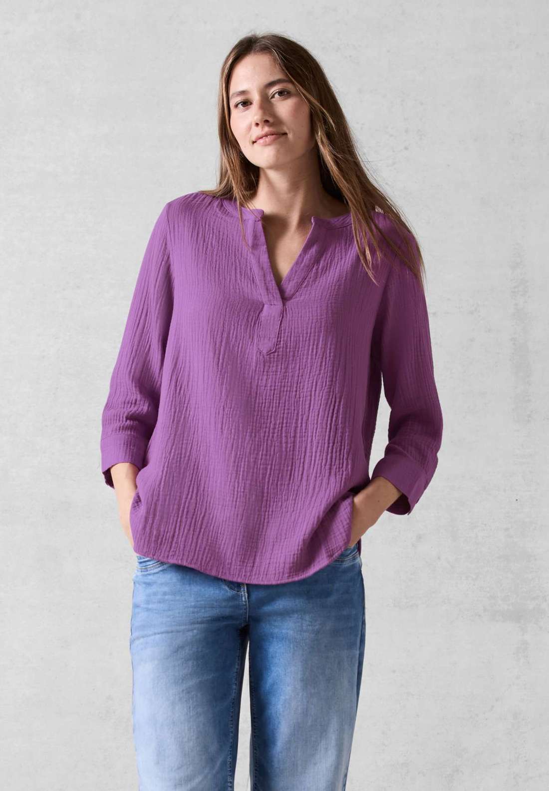 Блузка-рубашка с рукавами 3/4