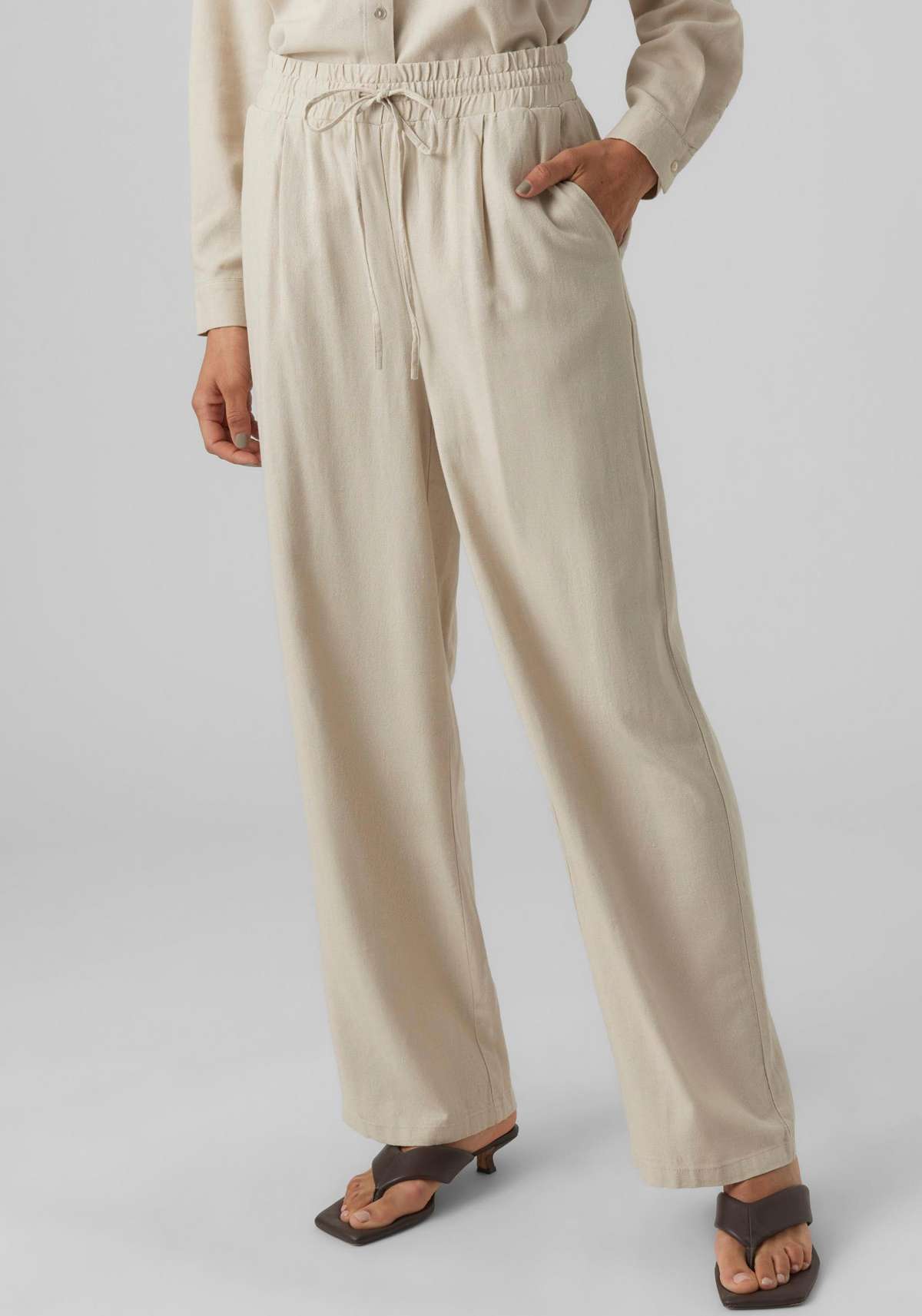 Брюки без застежки с льном VMJESMILO WIDE PANTS GA NOOS
