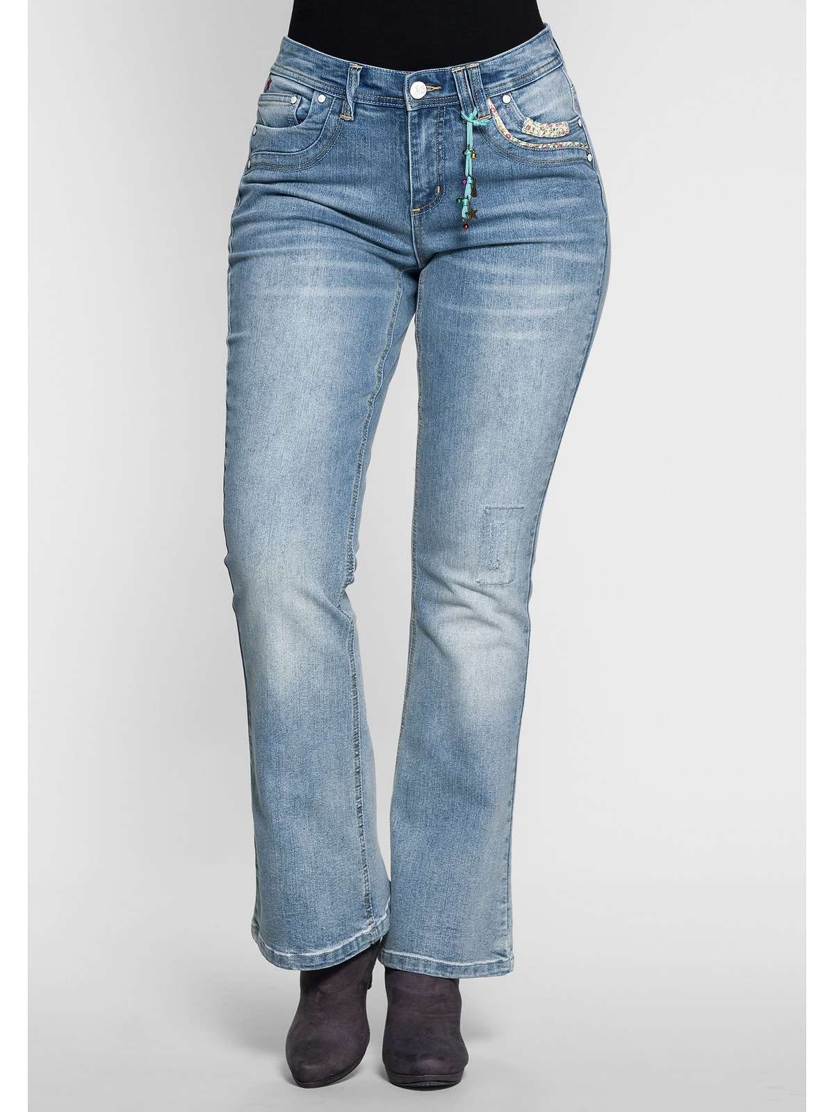 Джинсы Bootcut с пайетками на поясе Gro?e Gro?en