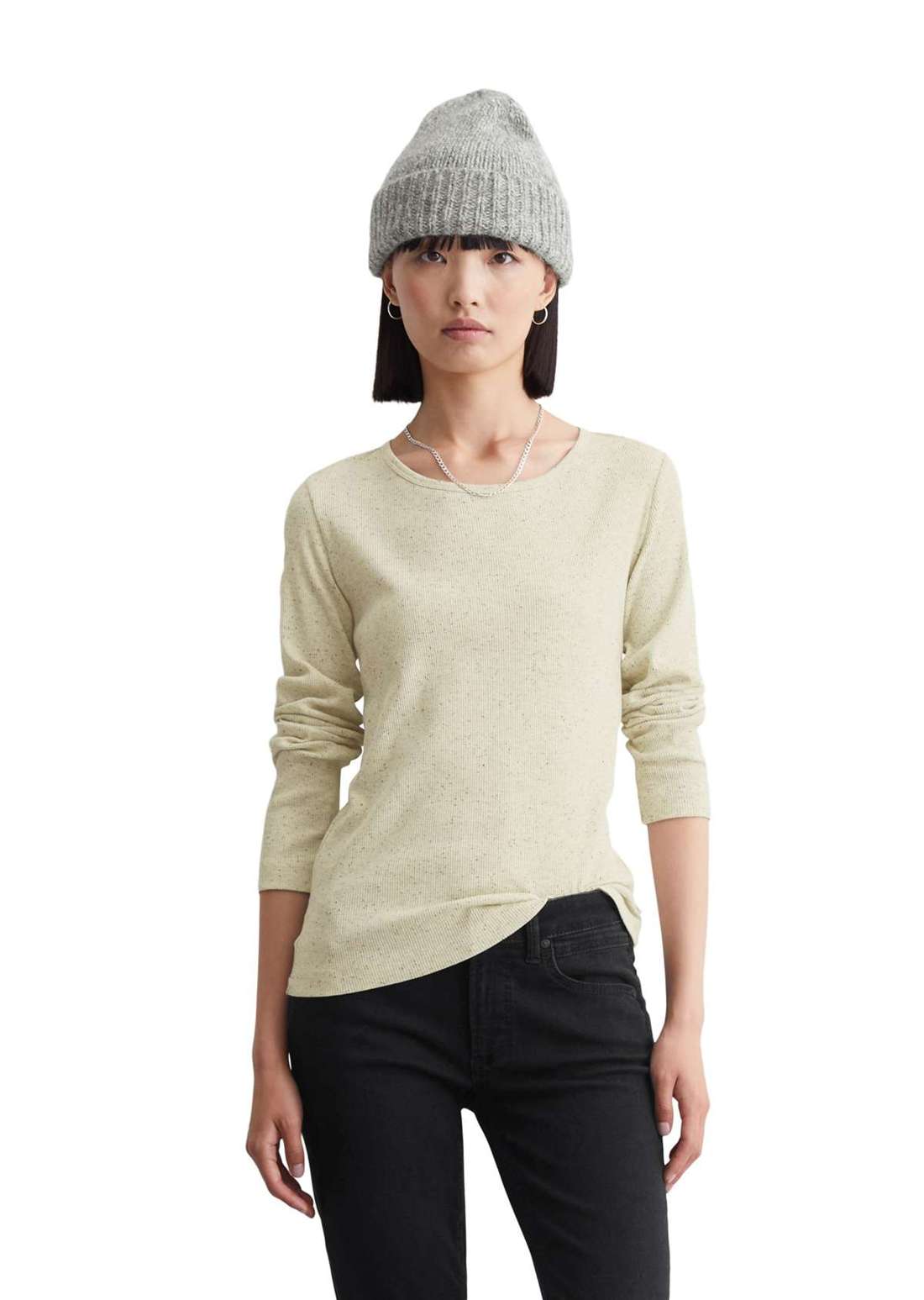 Рубашка с длинным рукавом mit kleinen Kontrast-Fasernoppen