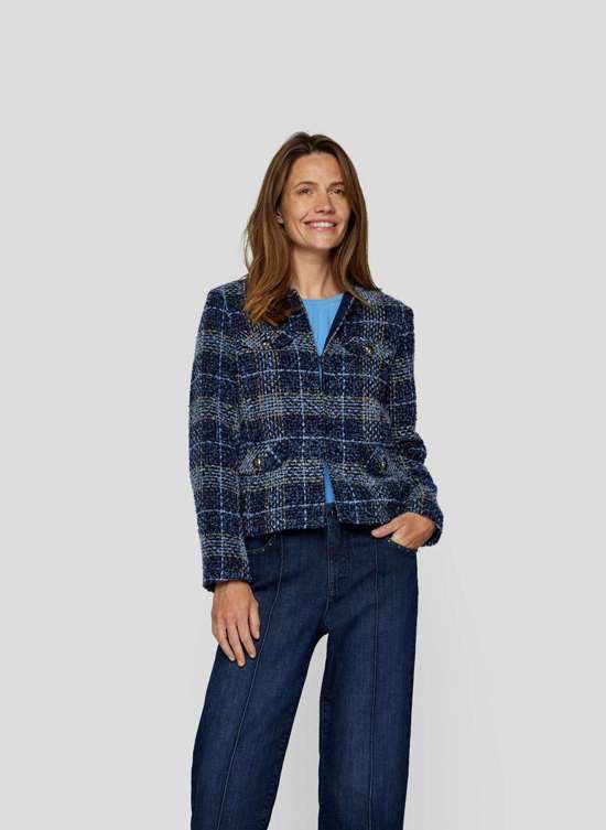 Блуза Blouson-Strickjacke im Karo-Design