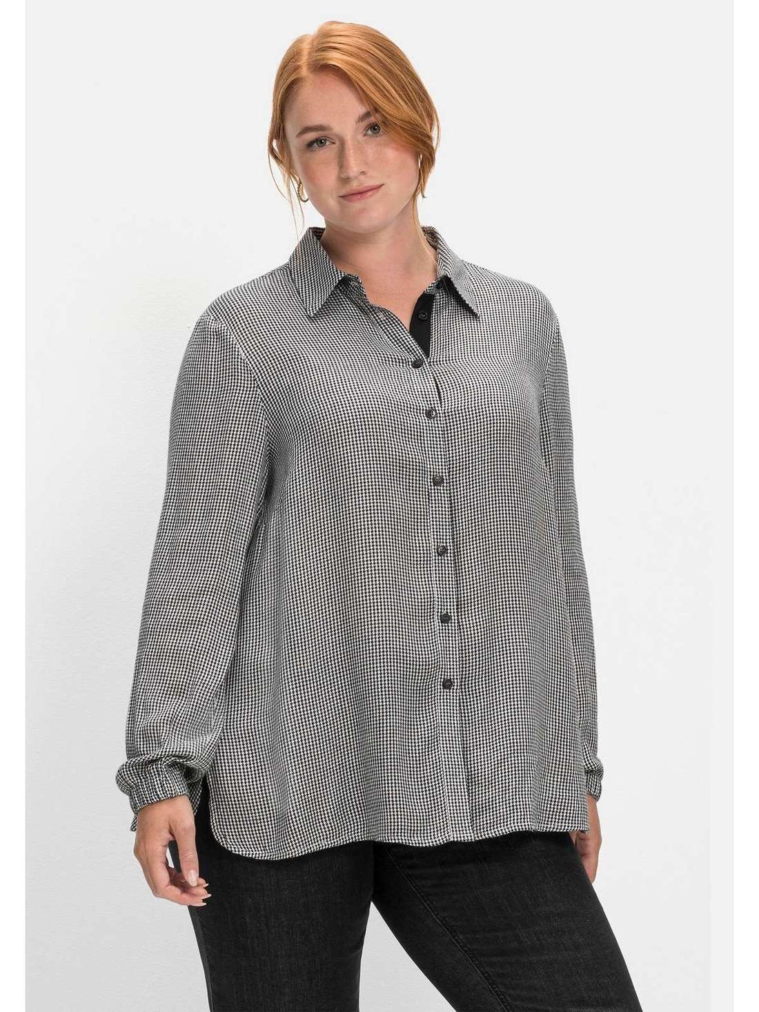 Блуза-рубашка с узором пепита Große Größen