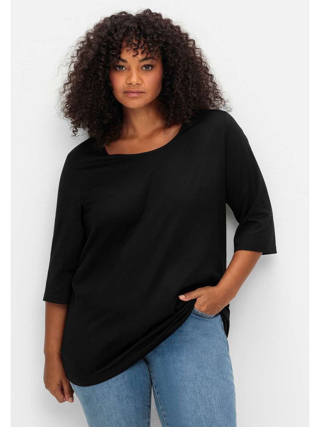 Рубашка с рукавом 3/4 и круглым вырезом Große Größen