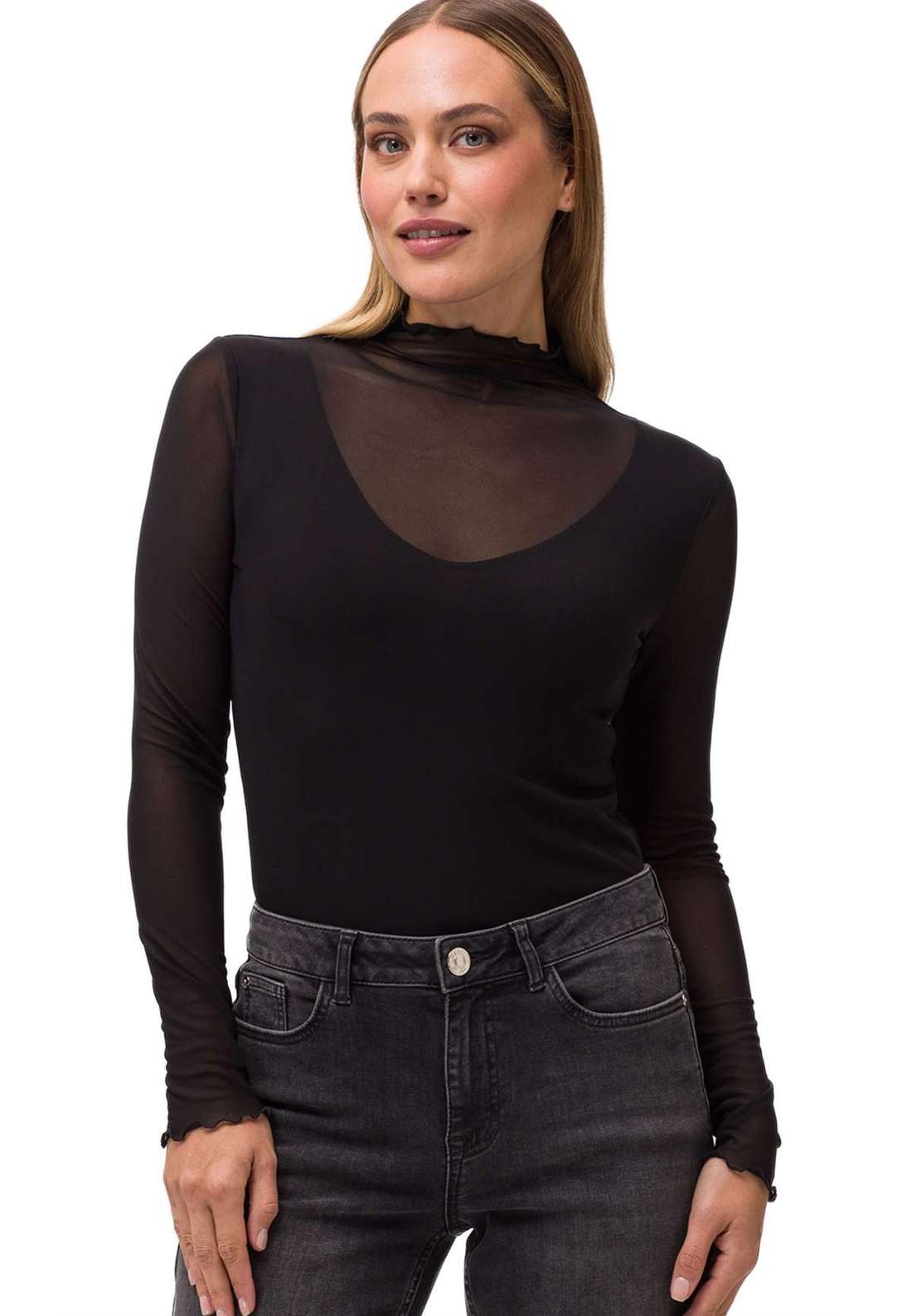 Рубашка с коротким рукавом zero Body mit transparenten Ärmeln