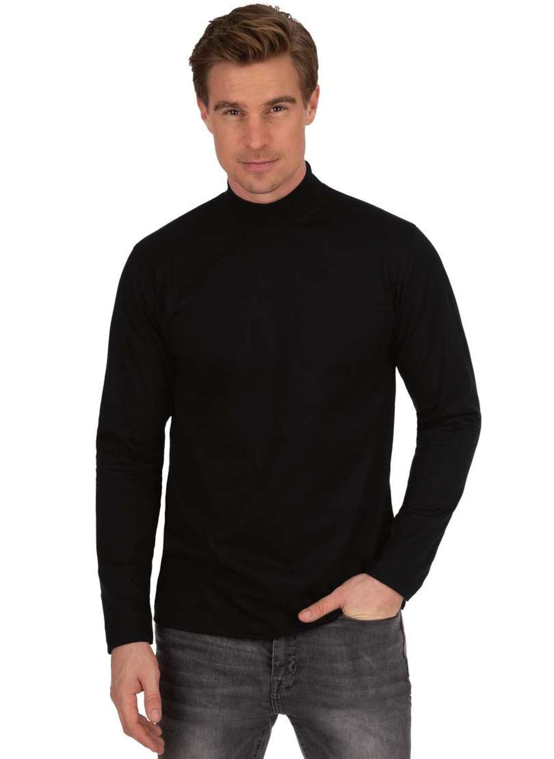 Длинный рукав TRIGEMA Langarm Shirt mit Stehkragen