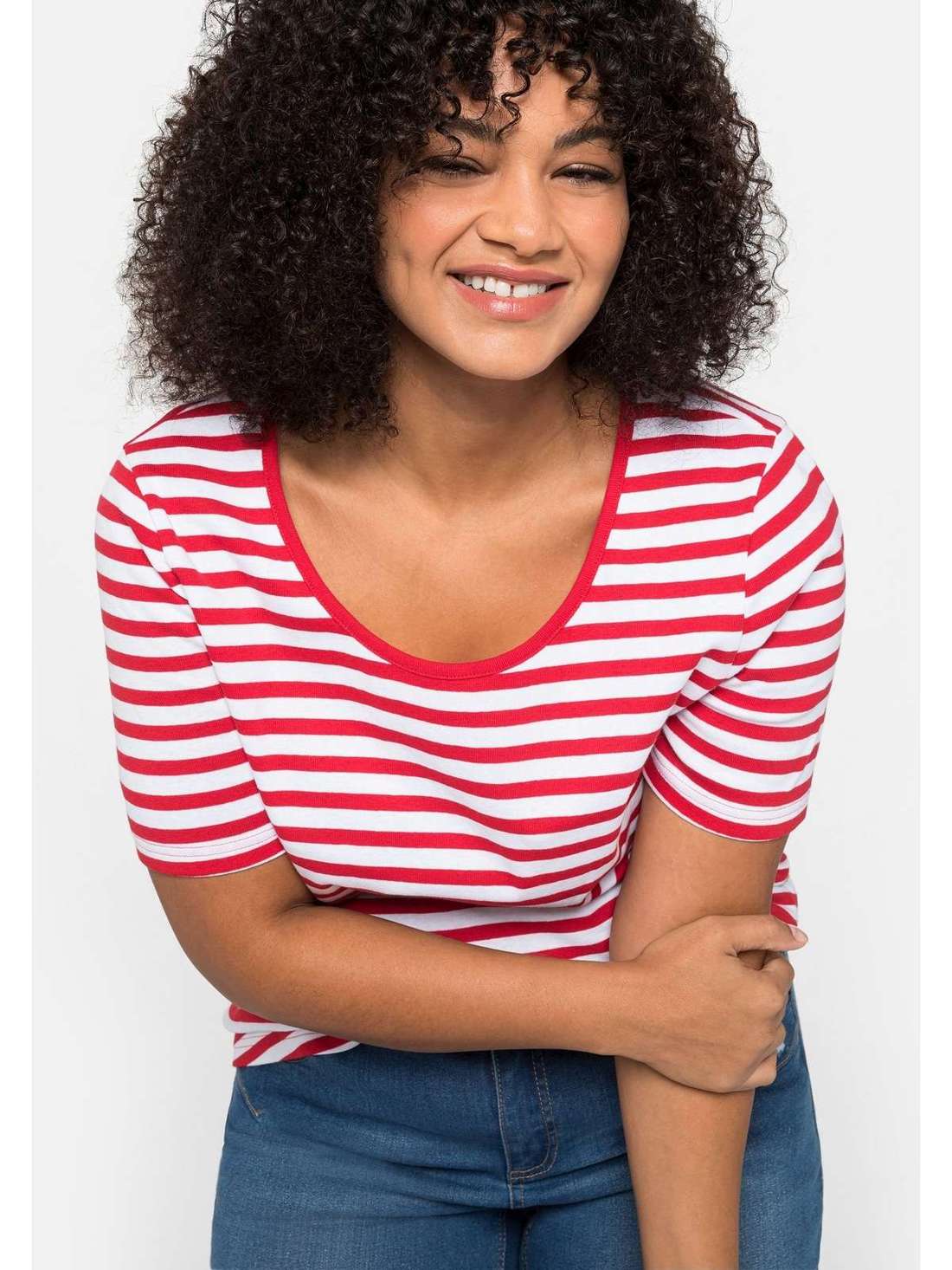 Футболка с полосками, окрашенными в пряжу Große Größen