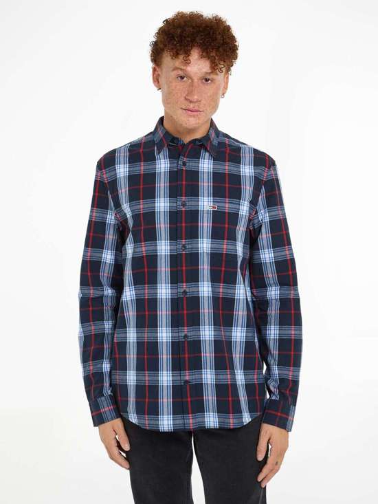 Рубашка с длинными рукавами и вышивкой логотипа TJM REG POPLIN CHECK SHIRT