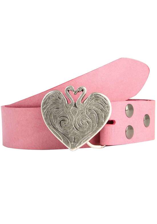 Кожаный ремень Flamingoherz Geschlosen Silber mit Swarowski-Kristall