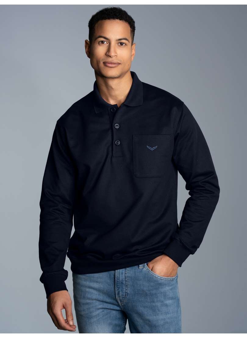 толстовка TRIGEMA Langarm Polo aus Sweat-Qualitat