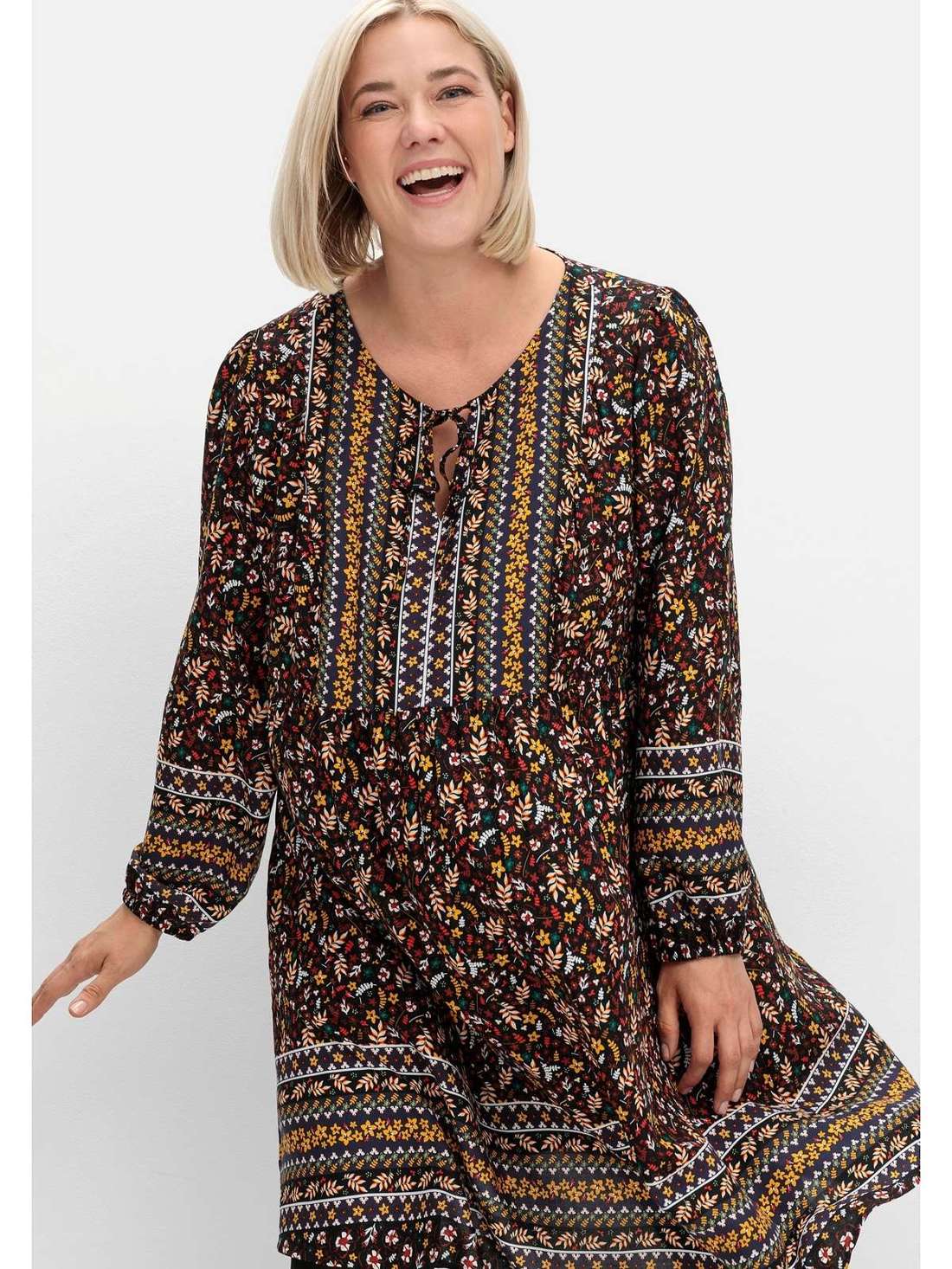 Платье с принтом микс узоров А-силуэта Große Größen