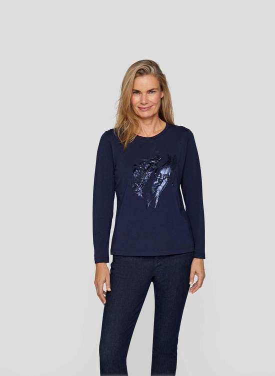 Рубашка с принтом Langarmshirt mit glänzendem Print