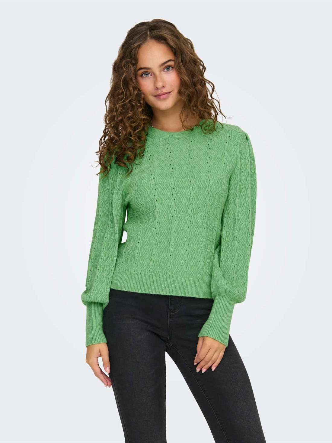 Свитер с круглым вырезом ONLKATIA LS STRUC PUFF ONECK CC KNT