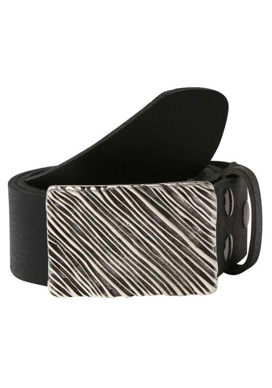 Кожаный ремень Wasserbüffel Schwarz« mit austauschbarer Schließe »Seegras Rechteck