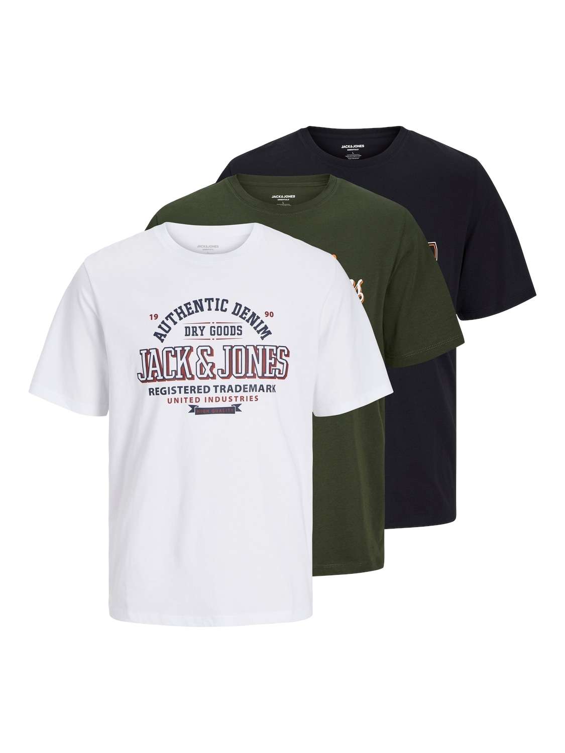 рубашка с круглым вырезом JJELOGO TEE SS O-NECK 2 COL AW24 3PK MP