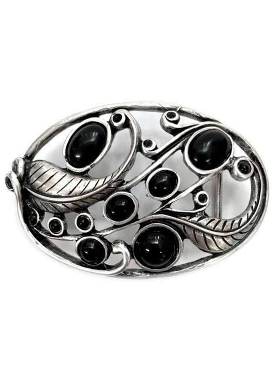 Пряжка ремня Oval Blatt Schwarzer Stein