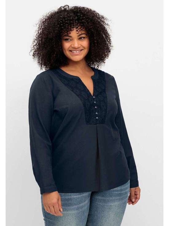 Туника с кружевом на V-образном вырезе Große Größen