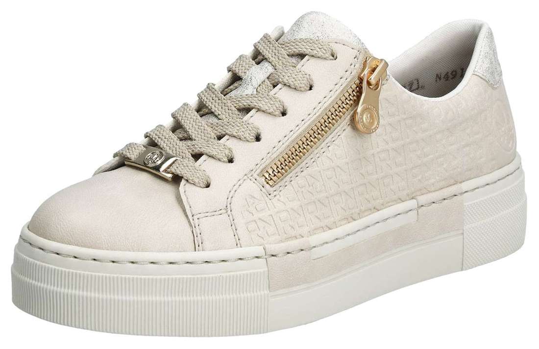 Кроссовки на платформе с молнией золотистого цвета