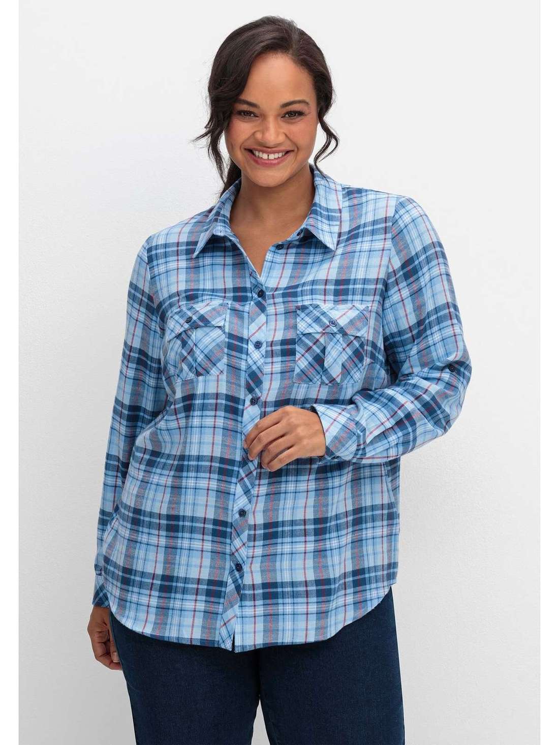 Клетчатая блузка Große Größen