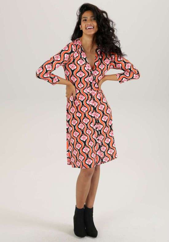 Платье из джерси с планкой на пуговицах