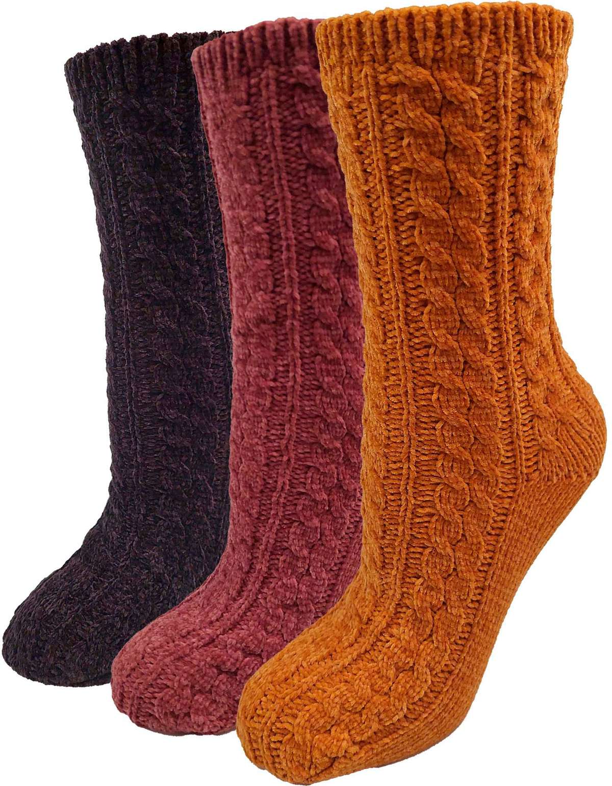 Мягкие носки, (комплект, 3 пары), с узором косы, носочки-вееры чёрный, красный, золотой