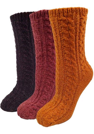 Мягкие носки, (комплект, 3 пары), с узором косы, носочки-вееры чёрный, красный, золотой