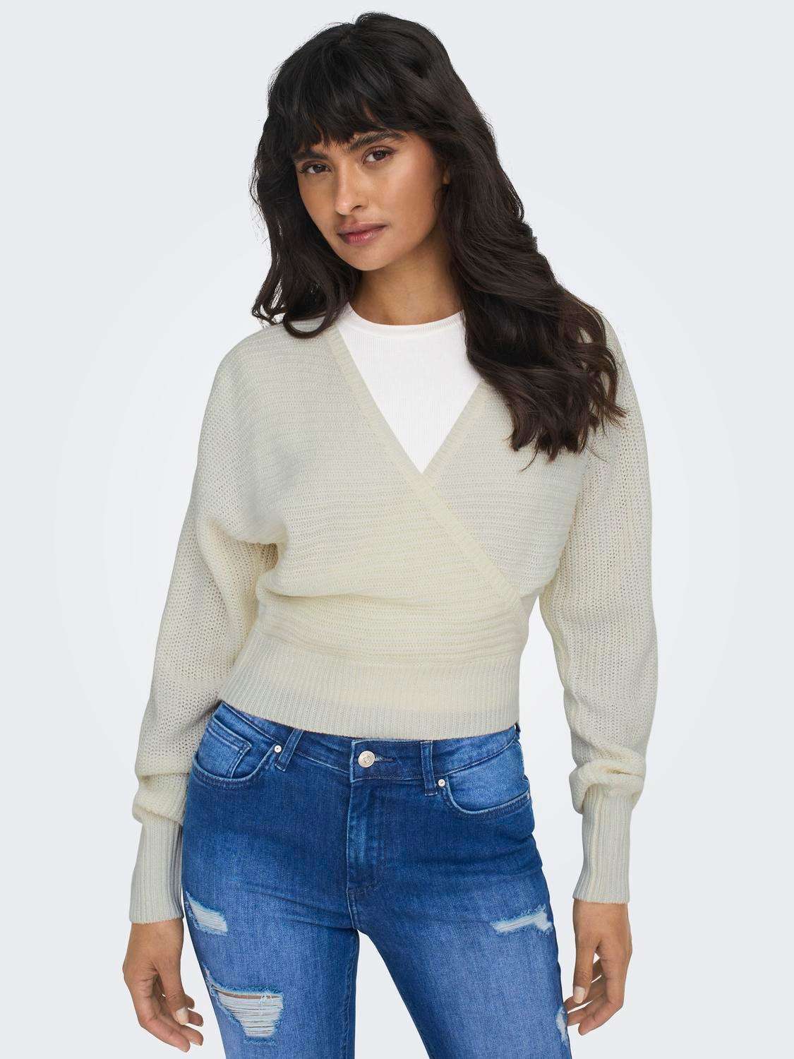свитер с V-образным вырезом ONLELINA LS V-NECK PULLOVER EX KNT