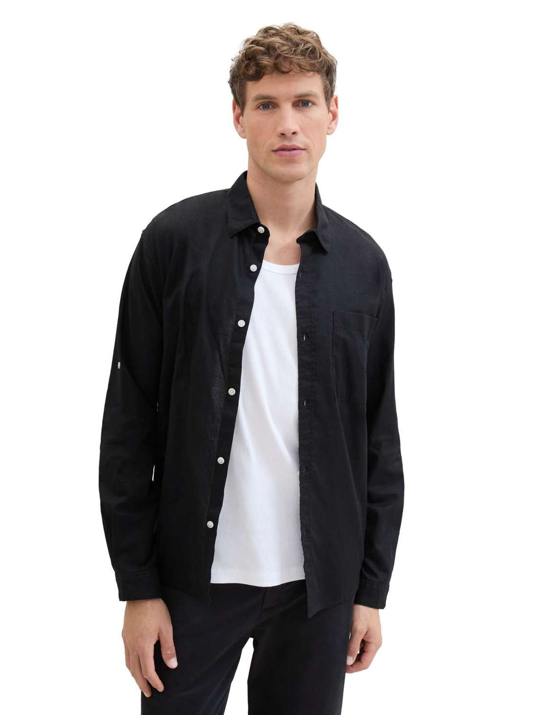 Рубашка с длинным рукавом и льном