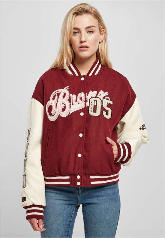 куртка колледжа Damen FW224-006-1 City 05 Varsity Jacket bordeaux/offwhite